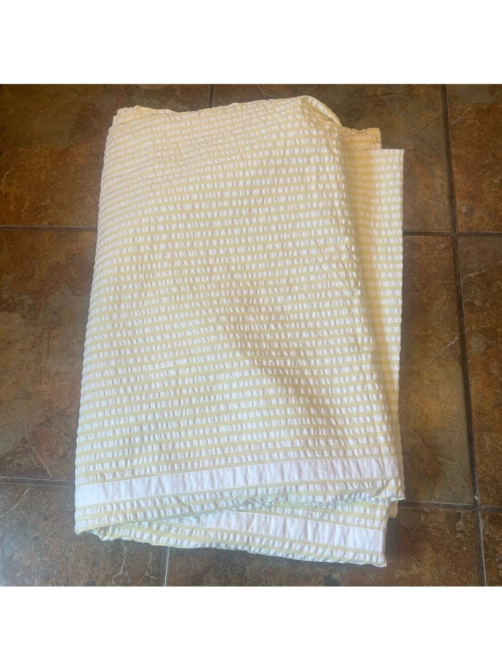 Cuddledown Queen Flat Sheet Yellow Stripe Cotton Portugal